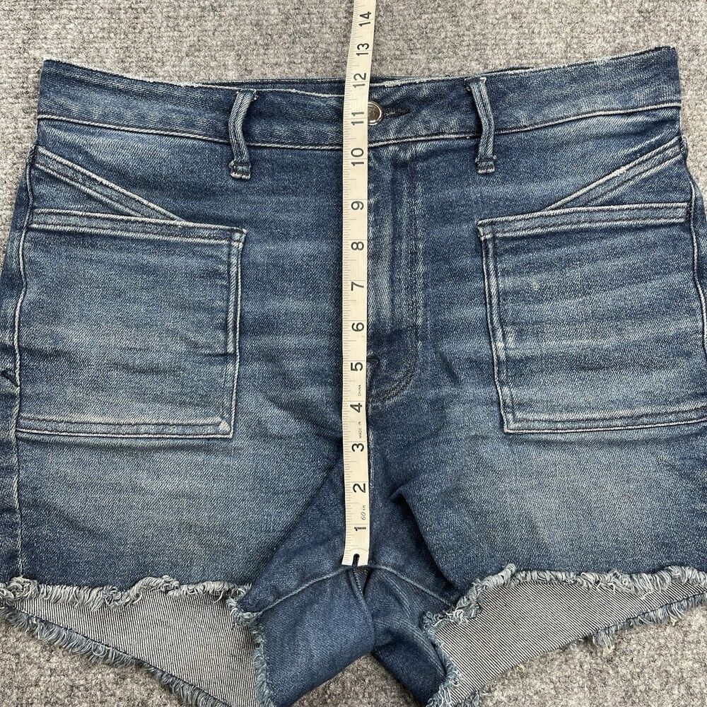 Good American Denim Shorts Size 10/30 High Waist Frayed Hem Stretch GCSBP127SC - Picture 6 of 9